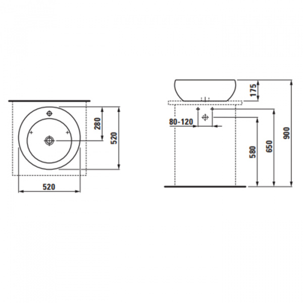 Laufen Alessi One Раковина-чаша 52х52х17.5 см, без отв., цвет: белый