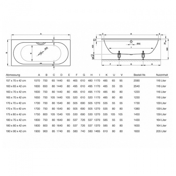 Bette Starlet Ванна встраиваемая, 170х70х42см., с шумоизоляцией