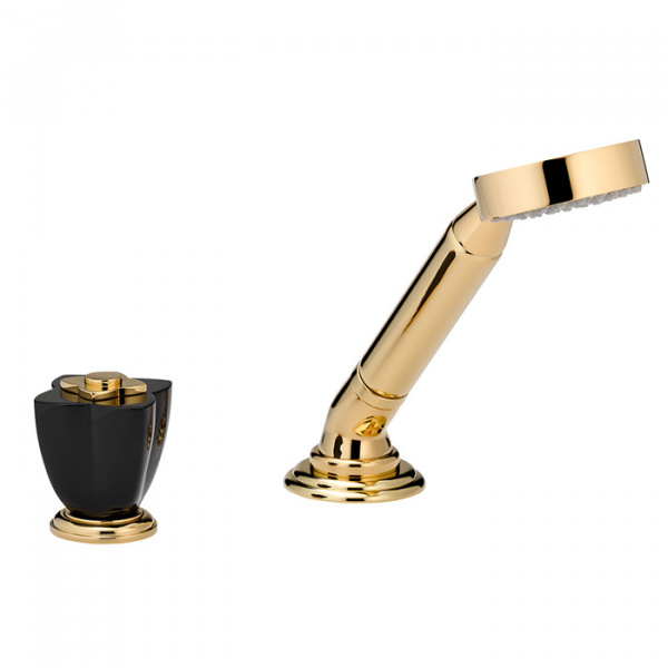 THG Petale de Cristal noir Ручной душ на борт ванны, 2 отв., цвет: золото/черный хрусталь