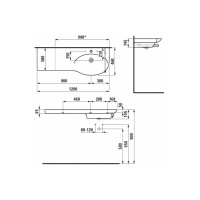 Laufen Palace Раковина 120х46х6.5 см, 1 отв., столешница слева, с переливом, цвет: белый