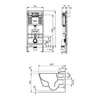 TECE Комплект для установки подвесного унитаза K 400 200, клавиша TECElambia белая, с унитазом TECEone 54х40см