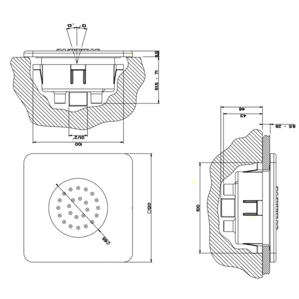 Gessi iSpa Боковая форсунка встраиваемая, цвет: хром