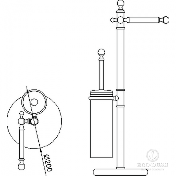 HUBER Croisette Напольная стойка с ершиком и бумагодержателем, цвет: никель матовый