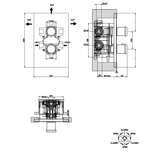 Gessi Встраиваемая часть термостатического смесителя