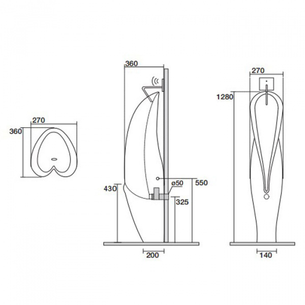 Kerasan Artwork Писсуар напольный  &quotGROOVE&quot, с креплением и сифоном, цвет: белый