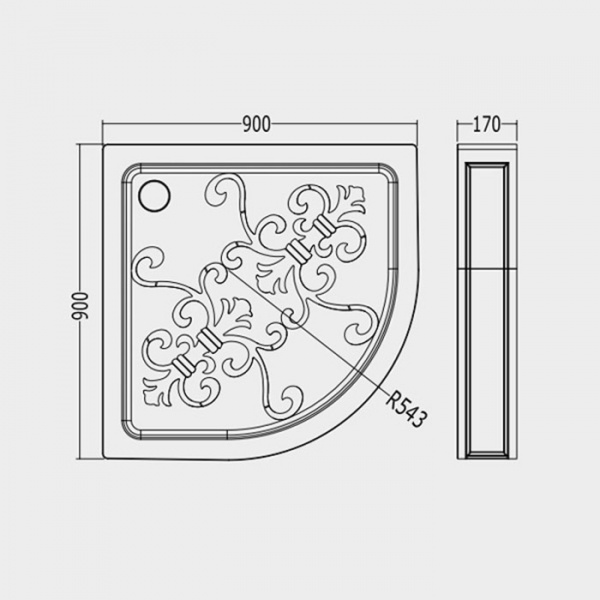 Devon&Devon Arabesque поддон четверть круга 90х90см, цвет: белый