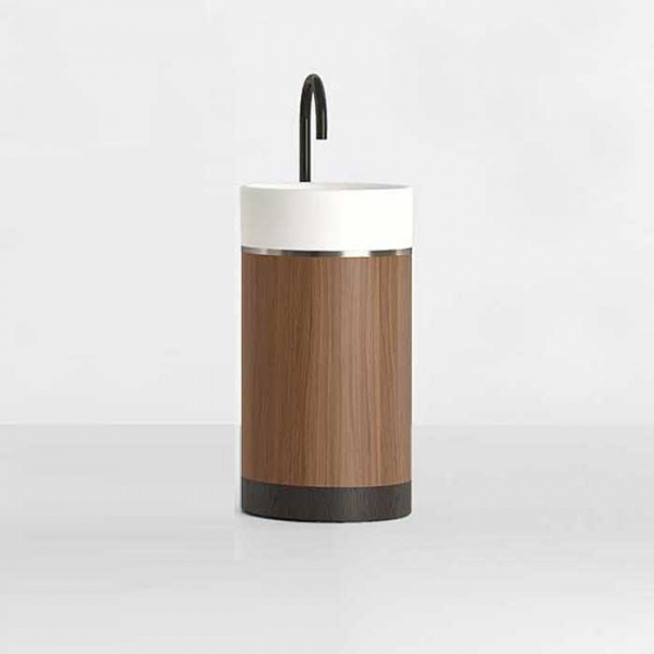 NOORTH milldue edition ROMA II Раковина 45х88 см, без отв., напольная, без перелива, с донным клапаном, цоколь Ardesia, цвет: Platino/Bianco opaco