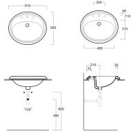 SIMAS Arcade Раковина 61х50.5 см, 1 отв., цвет: белый