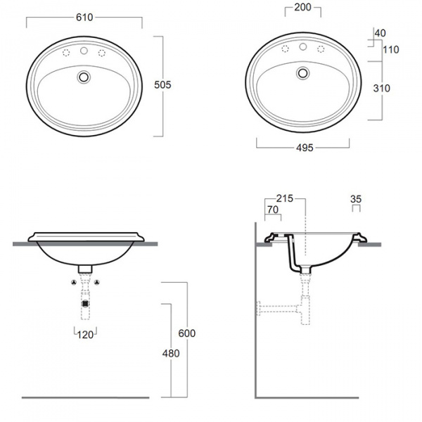 SIMAS Arcade Раковина 61х50.5 см, 1 отв., цвет: белый