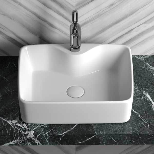 Умывальник чаша накладная прямоугольная Element 480*370*130мм Ceramica Nova белый 