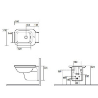 Kerasan Waldorf Биде подвесное с 1 отв. под смеситель 55х37см, цвет: белый/хром