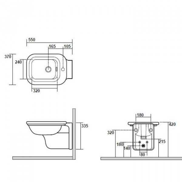 Kerasan Waldorf Биде подвесное с 1 отв. под смеситель 55х37см, цвет: белый/хром