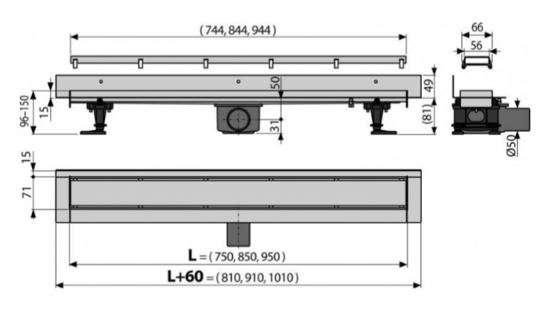 Водоотводящий желоб, арт.APZ23-DOUBLE9-750