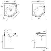 SIMAS Arcade Раковина 57.5х57.5 см, 3 отв., цвет: белый