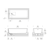 NOORTH milldue edition SKA Ванна полувстраиваемая 175х75хh34/50см, с сифоном, milltek solid, фурнитура хром
