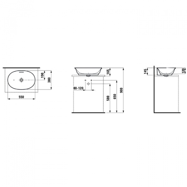 Laufen New Classic Раковина-чаша 55х38х16.5 см, без отв., с переливом, с покрытием Laufen Clean Coat, цвет: белый LCC