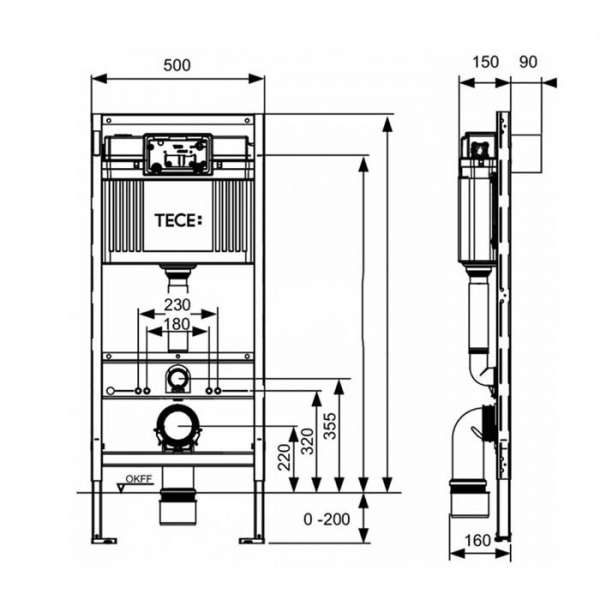 TECE TECEbase Система инсталляции для унитазов 5 в 1, с  унитазом и кнопкой смыва, цвет: хром