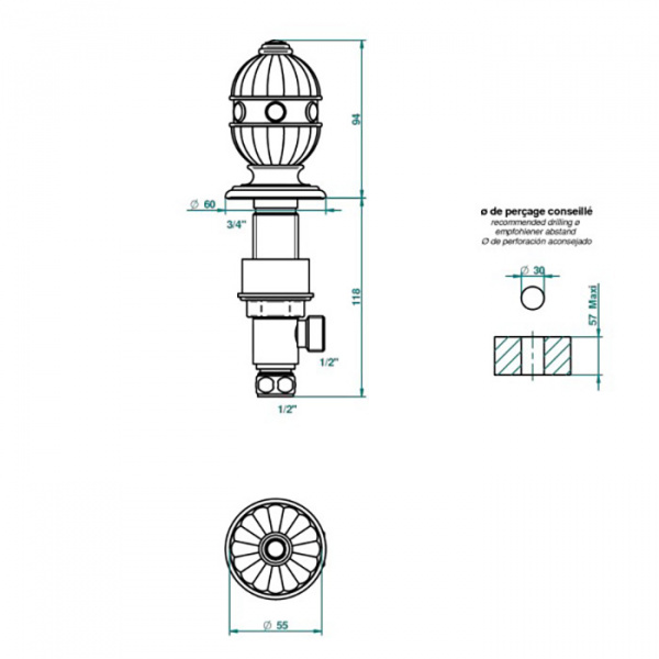 THG Amboise Jaspe rougе Вентиль смесителя для раковины, вставки красная яшма, цвет: полированное золото