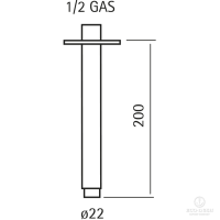 HUBER Lynox Держатель верхнего душа потолочный 200мм, нержавеющая сталь