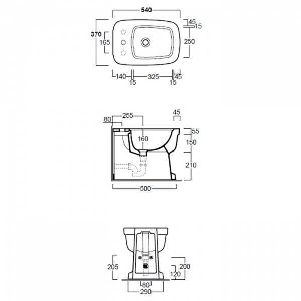 SIMAS Evolution Биде напольное 54х37см с 1 отв. под смеситель, цвет: белый