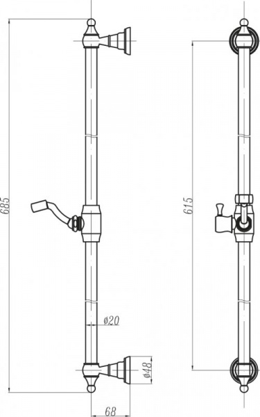 Душевая штанга Cezares LIRA   мм.