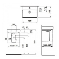 Laufen Pro S Раковина 45х34х8.5 см, 1 отв., подвесная/на столешницу, c переливом, цвет: белый