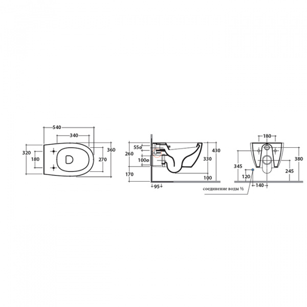 Globo 4ALL Унитаз-биде подвесной  54х36см, крепёж  в комплекте, цвет: белый, сиденье на выбор