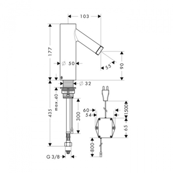 Axor Starck Электронный смеситель с регулировкой температуры, с питанием от сети 230 В, цвет: хром