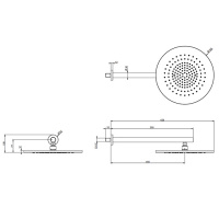 Gessi 316 Душевая головка шарнирная для настенного крепления на 1/2&quot, Ø350мм, цвет: brushed black metal pvd