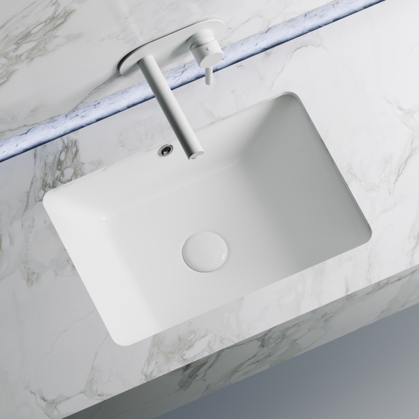 Умывальник прямоугольный встраиваемый под столешницу Element 550*400*185мм, с крепежом и шаблоном для установки Ceramica Nova белый 