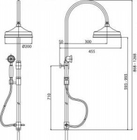 Душевая стойка с ручным и верхним душем CEZARES VINTAGE-CAE
