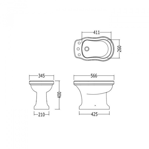 Devon&Devon Blues, Биде напольное 67.5х38.4см, с тремя отверстиями под смеситель, цвет: белый