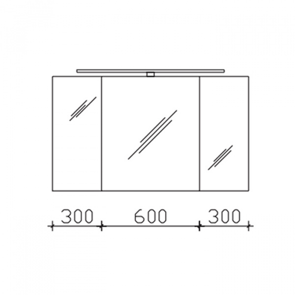 Pelipal, Зеркальный шкаф вкл. верхний св-к 70х120см., 12 В. LED, LM LED, 10 Вт. 3 дверцы, с двух сторон зеркальные, 6 стекл. полок, выкл/роз, цвет: антрацит