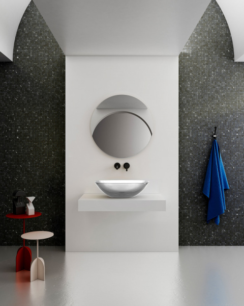 Раковина накладная прозрачная ABBER Kristall AT2809Perle жемчужная