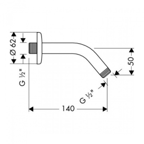 Hansgrohe Держатель верхнего душа 128мм 1/2&quot, цвет: хром