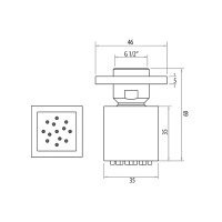 Gattoni PD Боковая форсунка квадратной формы 35мм, цвет: хром