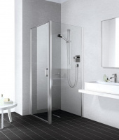 Kermi LIGA Душевой угол на поддон 90x90х200см., петли слева, глянцевое серебро+klar