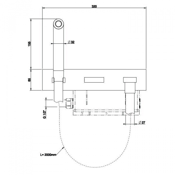 Gessi Water Tube Kneip Душевой комплект: смеситель, ручной душ (пластик), вывод для воды, шланг, цвет: хром