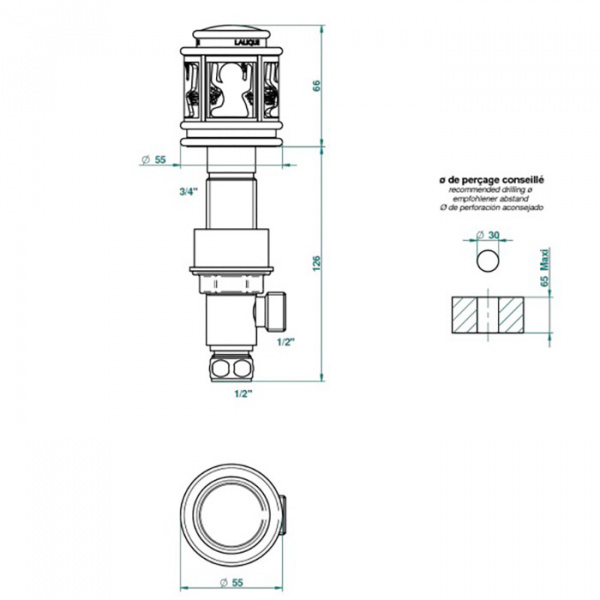 THG Ange Вентиль смесителя для раковины, цвет: хром