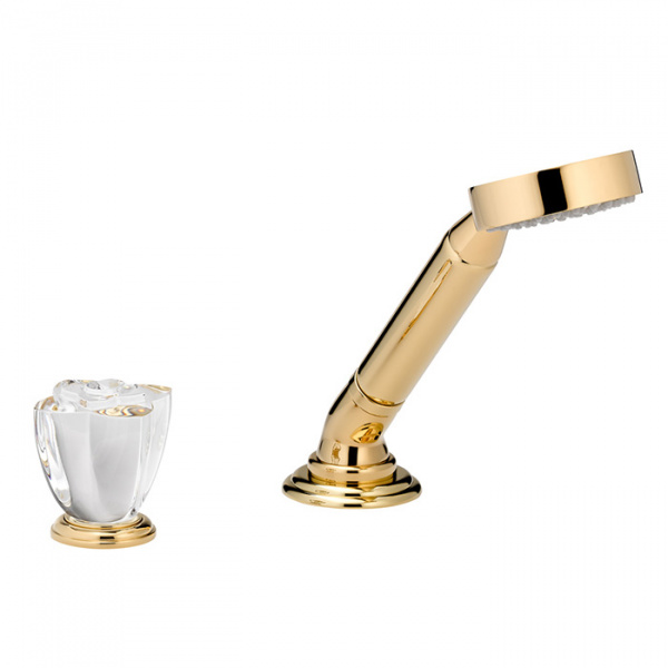 THG Pуtale de cristal clair Ручной душ на борт ванны, 2 отв., цвет: золото/прозрачный хрусталь