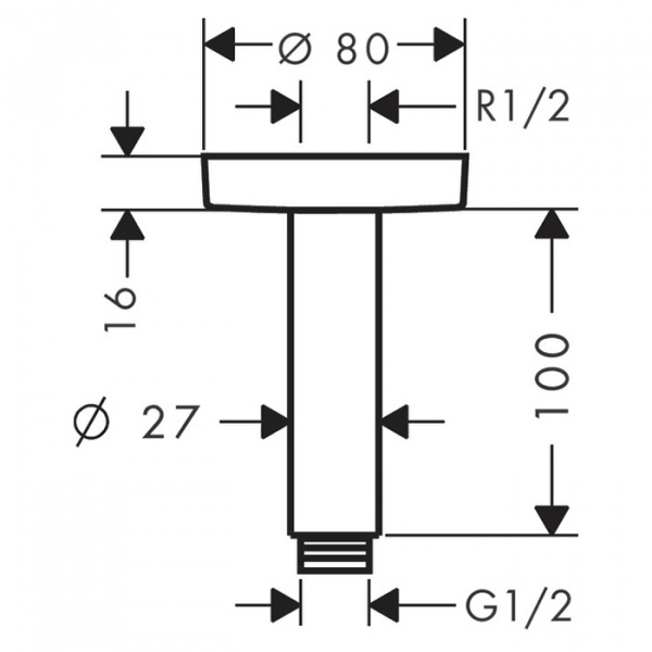 Hansgrohe Потолочный держатель верхнего душа, цвет: хром