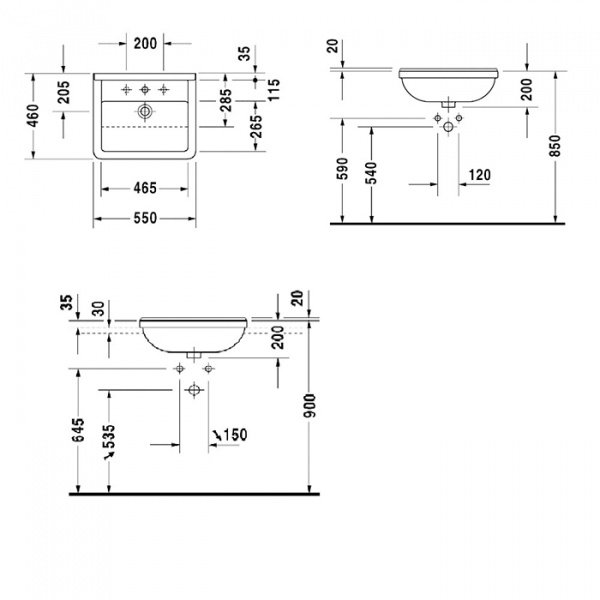 Duravit Starck III Раковина 55x46 см, 1 отв., цвет: белый