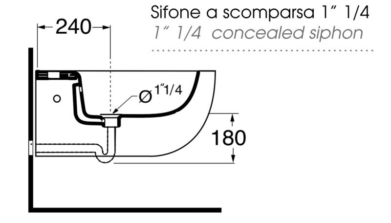 AZZURRA Сифон для биде подвесного, хром
