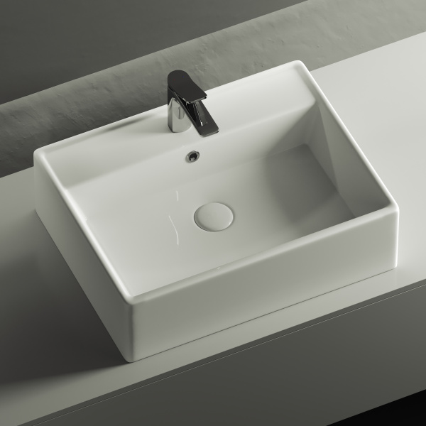 Умывальник чаша накладная прямоугольная Element 590*450*160мм Ceramica Nova белый 