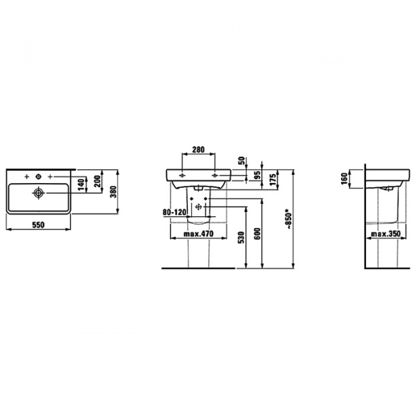 Laufen Pro Раковина 49х36х17 см, без отв., цвет: белый