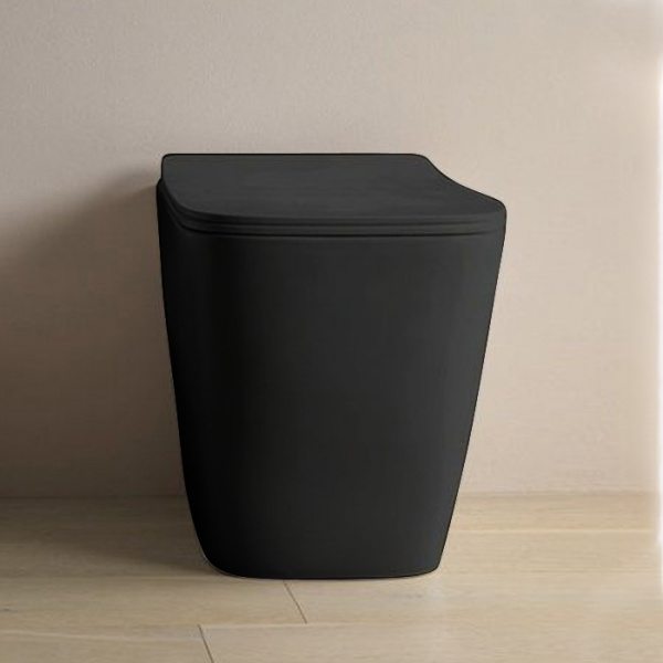 Artceram A16 Унитаз напольный 52.5х36см, безободковый, слив универсальный, с крепежом, цвет: черный глянцевый