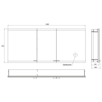 EMCO Evo Зеркальный шкаф 160xh70см с подсветкой, встраиваемый,  3 двери, 4 полки, розетка, цвет: алюминий