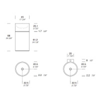 NOORTH milldue edition ROMA I Раковина 45х88 см, без отв., напольная, без перелива, с донным клапаном, цоколь Ardesia, цвет: Platino/Bianco opaco