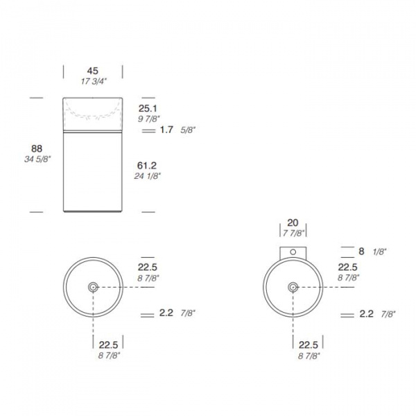 NOORTH milldue edition ROMA I Раковина 45х88 см, без отв., напольная, без перелива, с донным клапаном, цоколь Ardesia, цвет: Oro/Nero opaco