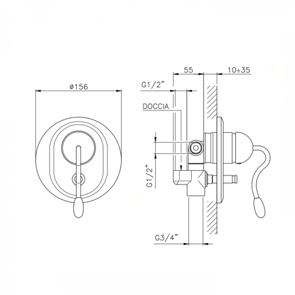 Nicolazzi Signal Наружная часть встраиваемого для душа с переключателем на 1 отверствие, цвет: хром